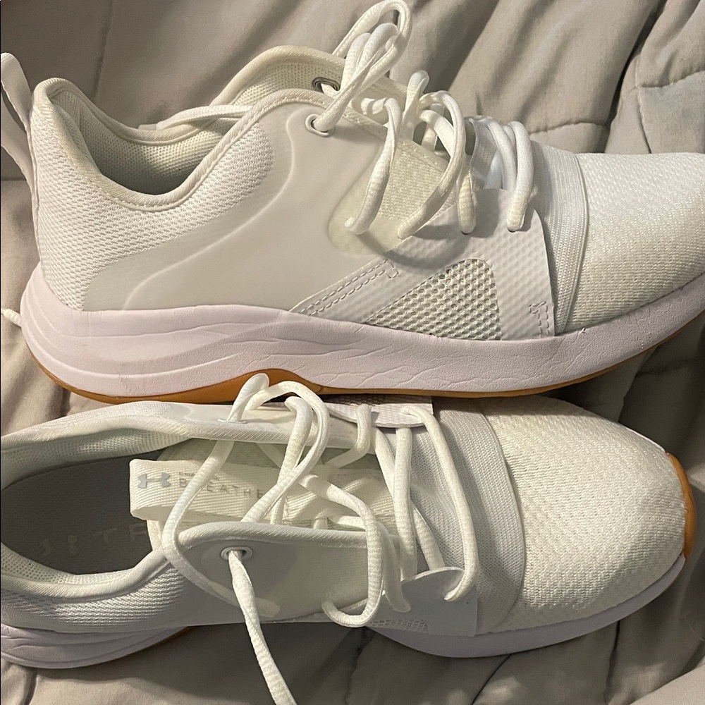 Under Armour White and Tan Sneakers